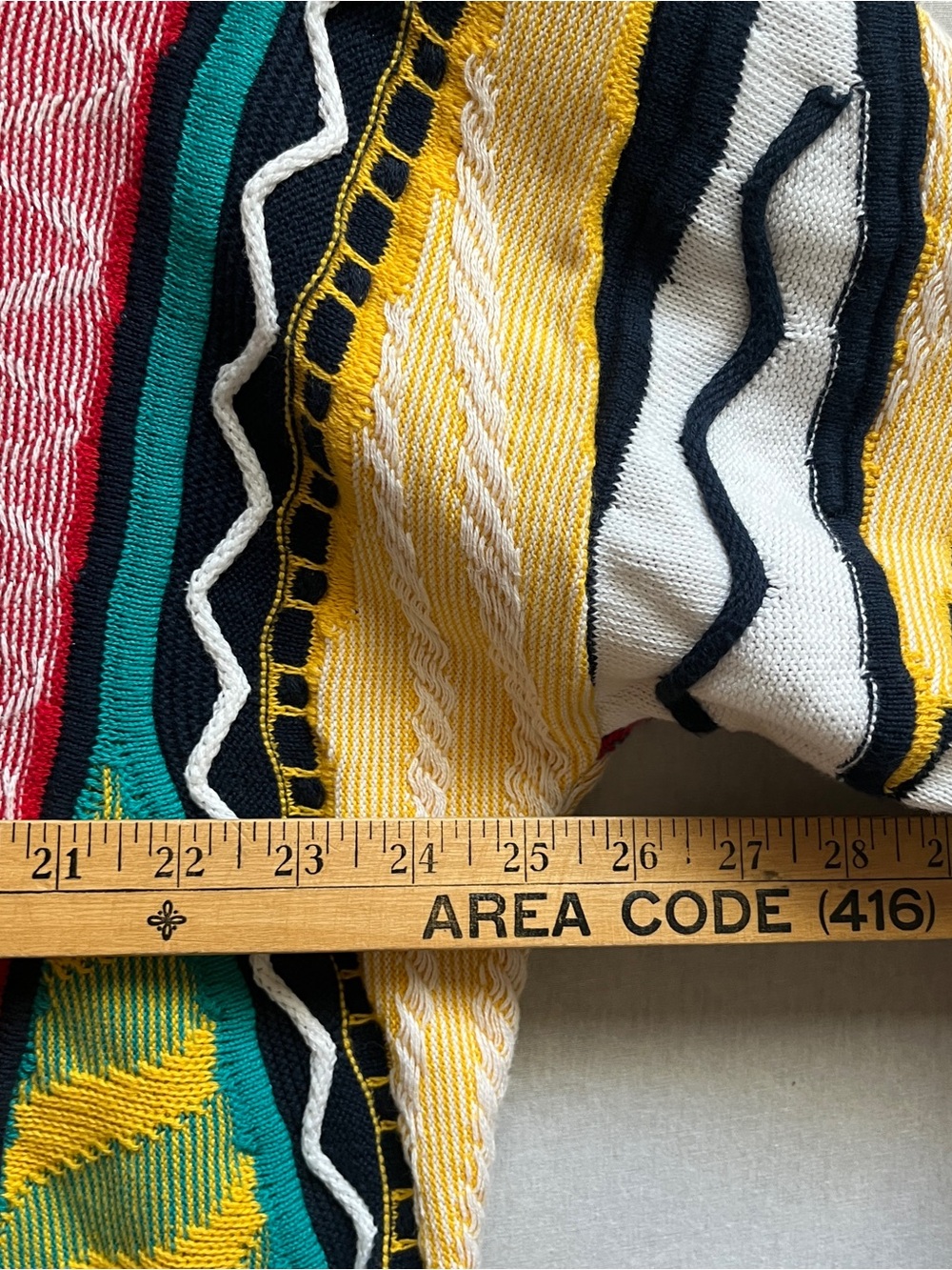 Vintage Saxony Multicolor 3D Knit Cotton Cardigan XL - Picture 8 of 10
